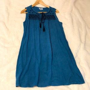 BoHo sleeveless blue dress